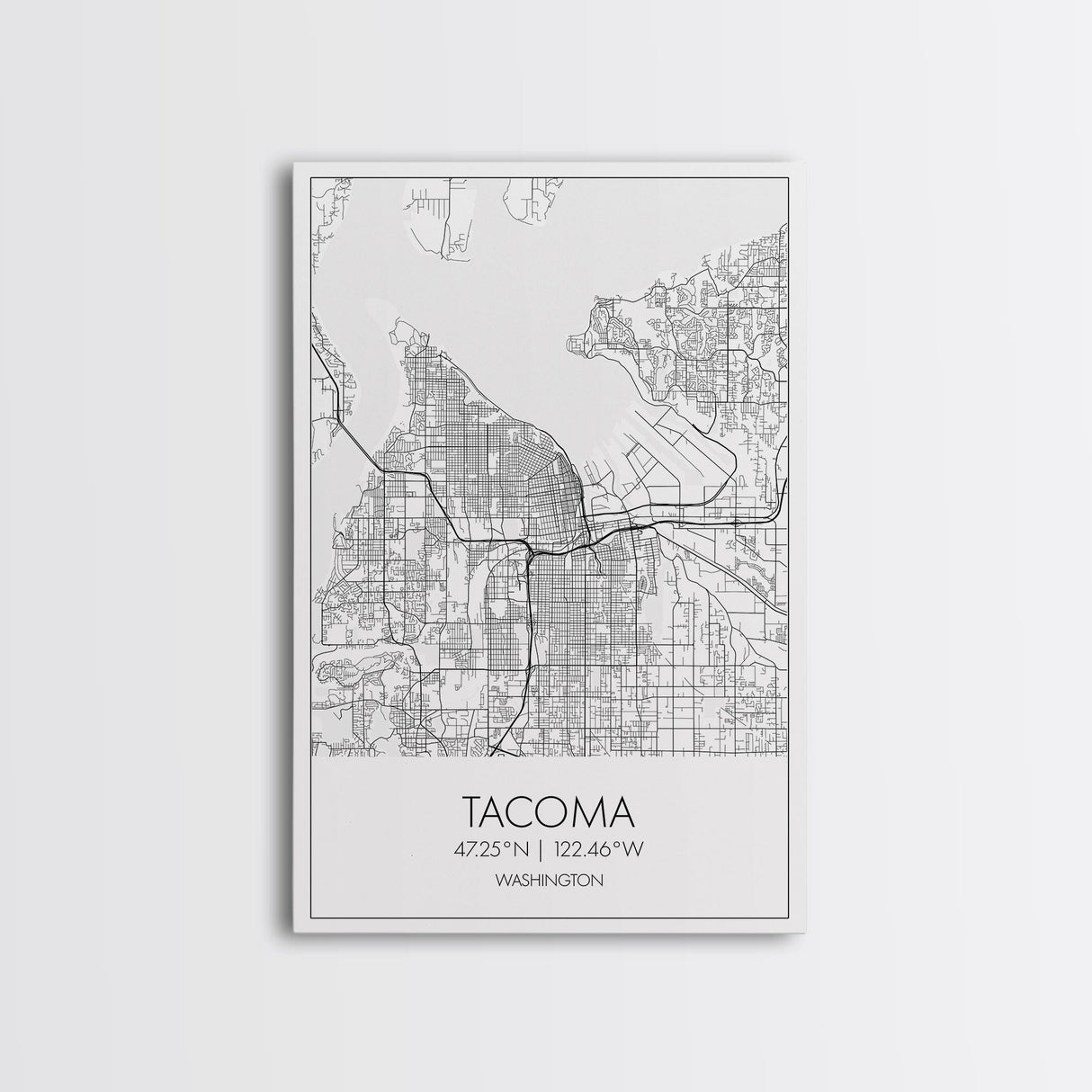 Tacoma Street Map, Washington Map, City Map Print, Modern Wall Art, Wall Art, Canvas Print, Wall Hanging, Housewarming Gift, Travel Art