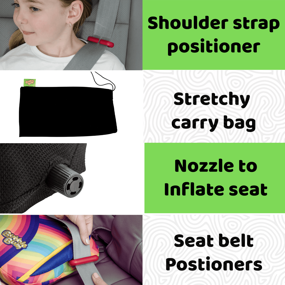 BubbleBum Inflatable Car Booster Seat - Travel Booster Seat - Rainbow Style ✔️