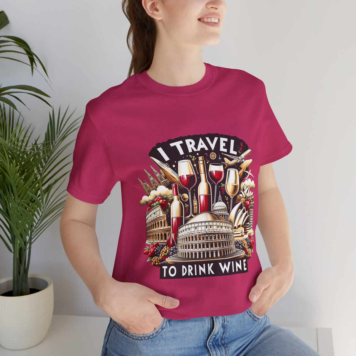 "I Travel to Drink Wine" full color T-shirt