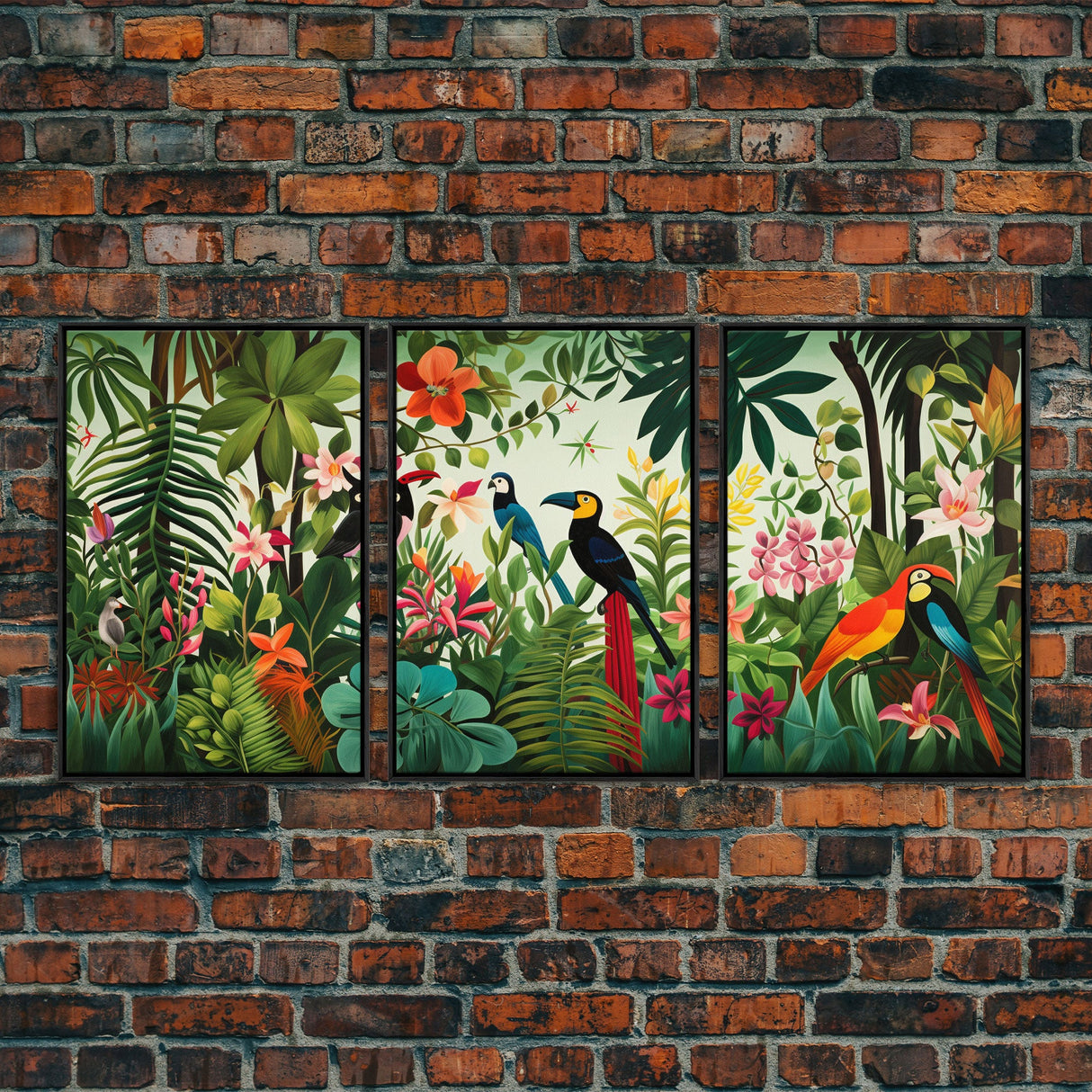 Tropical Wall Art, Birds Print, Animal Wall Art, Canvas Print, Wall Art, 3 Piece Wall Art, Jungle Print, Gaming Wall Decor, Kitchen Wall Art
