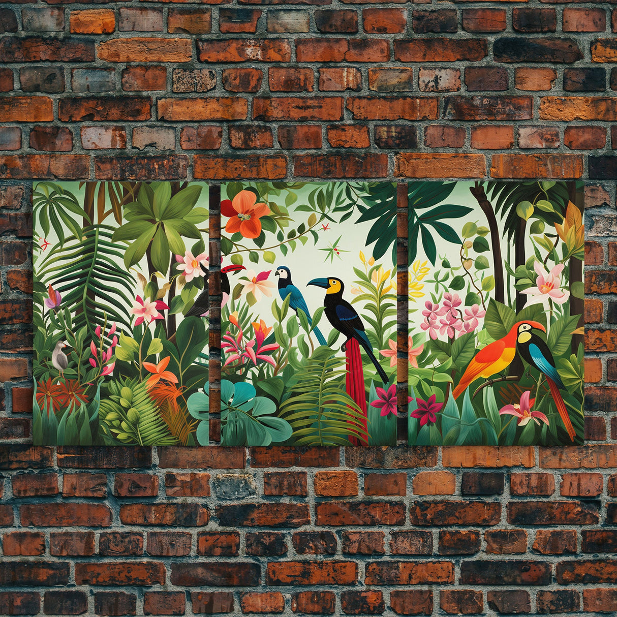 Tropical Wall Art, Birds Print, Animal Wall Art, Canvas Print, Wall Art, 3 Piece Wall Art, Jungle Print, Gaming Wall Decor, Kitchen Wall Art