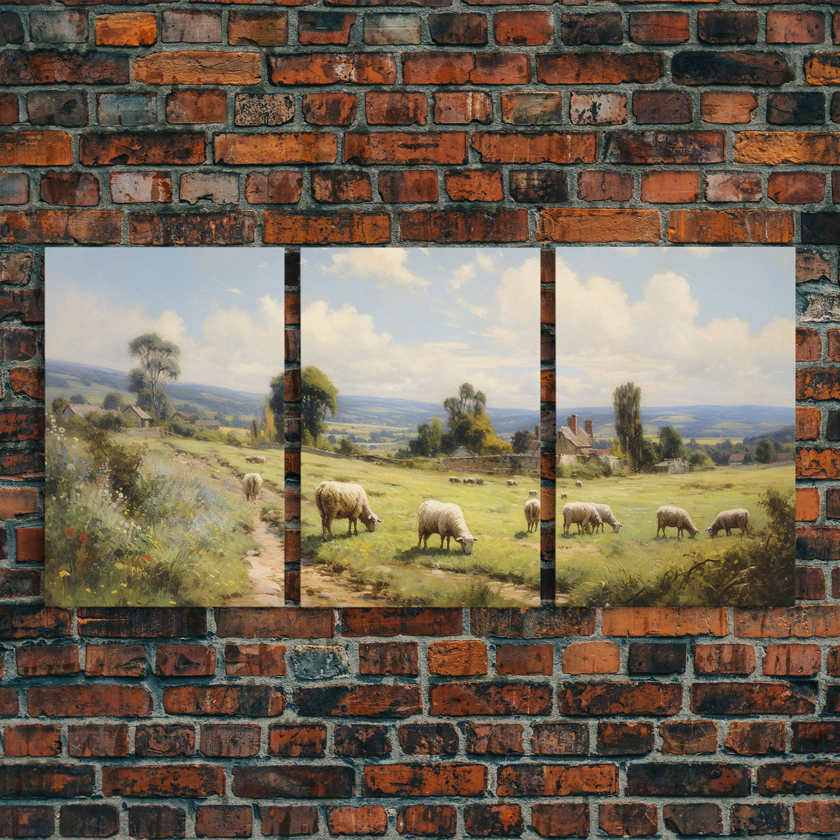 Sheep Wall Art, Countryside Print, Animal Wall Art, Canvas Print, Wall Art, 3 Piece Wall Art, Gifts For Grandma, Farmhouse Wall Decor