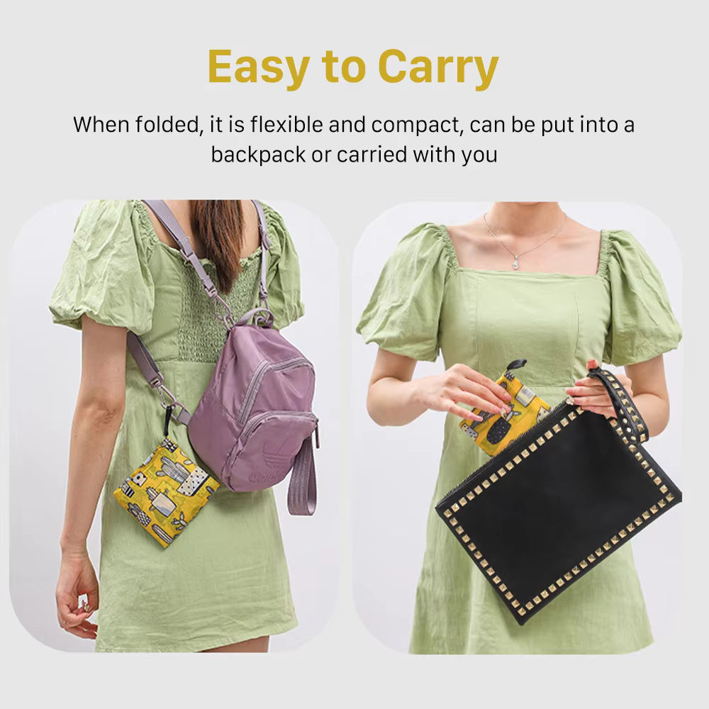 Large Foldable Packable Pocket Size Shopping Tote - Solid Colors