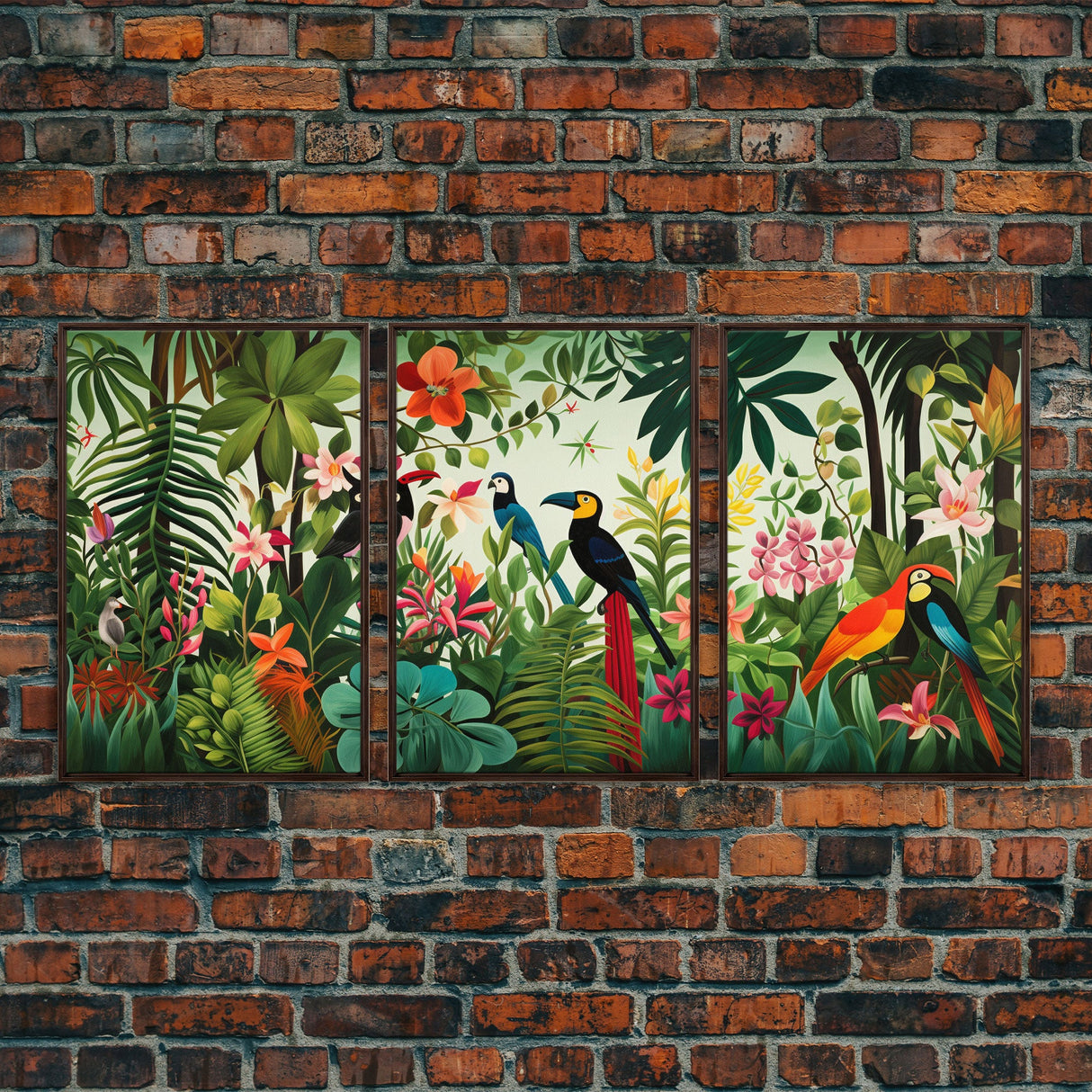 Tropical Wall Art, Birds Print, Animal Wall Art, Canvas Print, Wall Art, 3 Piece Wall Art, Jungle Print, Gaming Wall Decor, Kitchen Wall Art