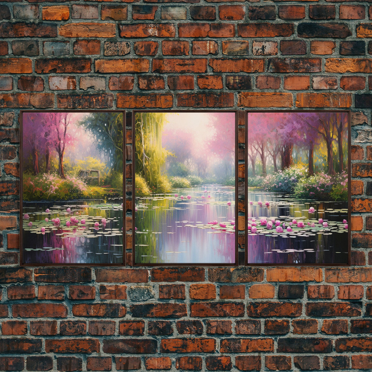 Zen Wall Art, Lake Wall Art, Lotus Print, Canvas Print, Set Of 3 Prints, Wall Art, 3 Piece Wall Art, Dining Room Decor, Home Decor Prints