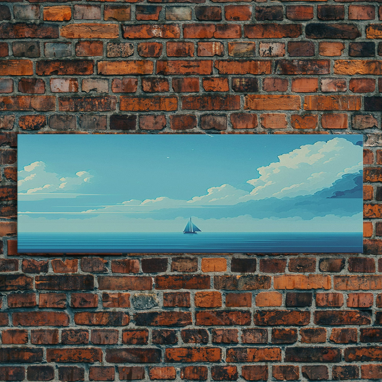 Just You, Me, and the Sea - Nautical Art - Sail Boat on the Open Ocean - Framed Canvas Print - Panoramic Art - Ultra Wide Art
