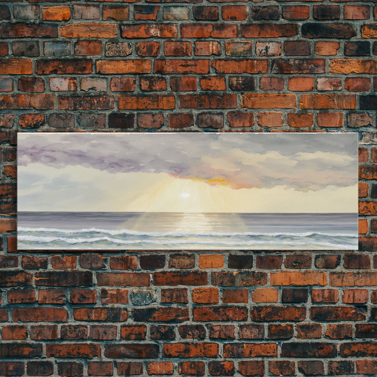 Panoramic Ocean Beach canvas prints Sea landscape Nautical photo Coastal canvas print Sea wave canvas Extra large wall art Ready to hang