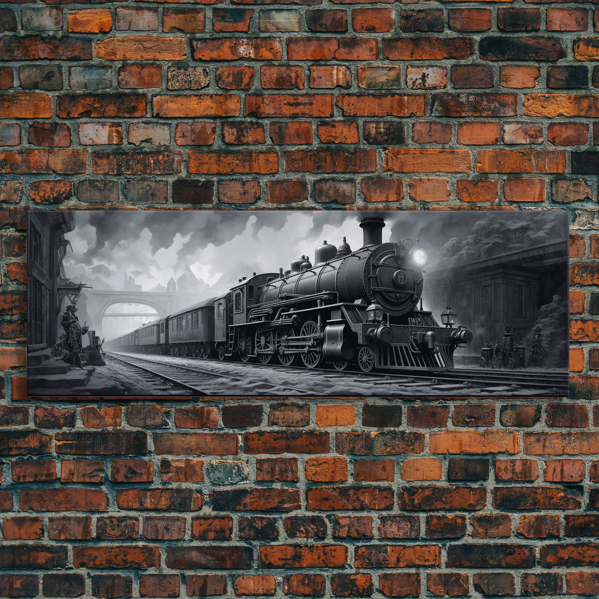 Steam Train Wall Art Framed Canvas Print, Framed Art, Train Decor, Conductor Art, Train Art, Train Gifts