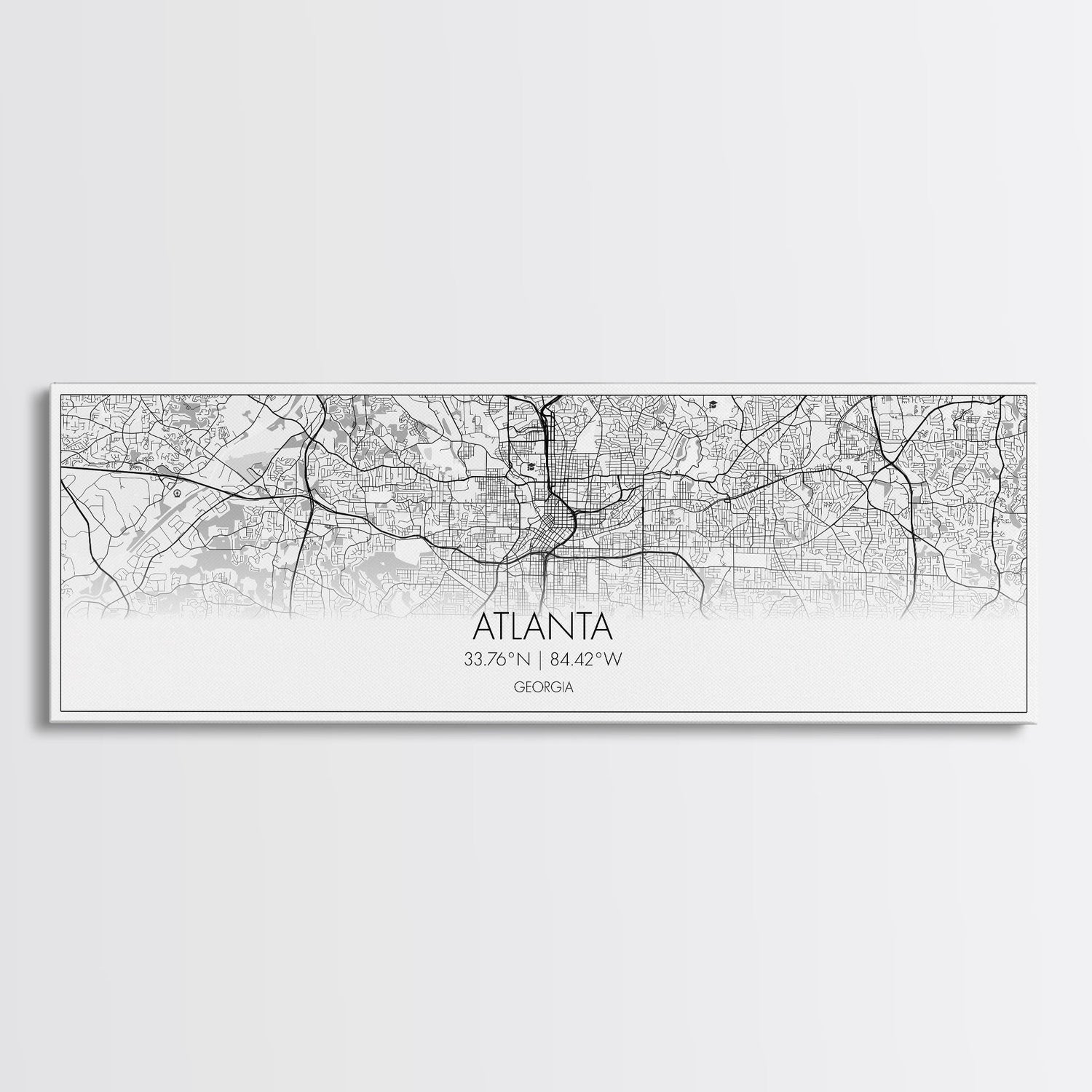 Panoramic Atlanta City Map, Georgia Art, Map Print, Minimalist Wall Art, Canvas Art, Housewarming Gift, Street Map Art, Closing Gift