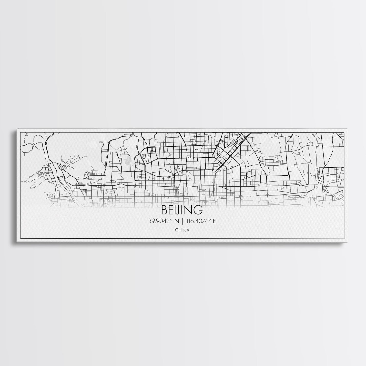 Panoramic Beijing City Map, China Art, Map Print, Minimalist Wall Art, Canvas Art, Housewarming Gift, Street Map Art, Closing Gift