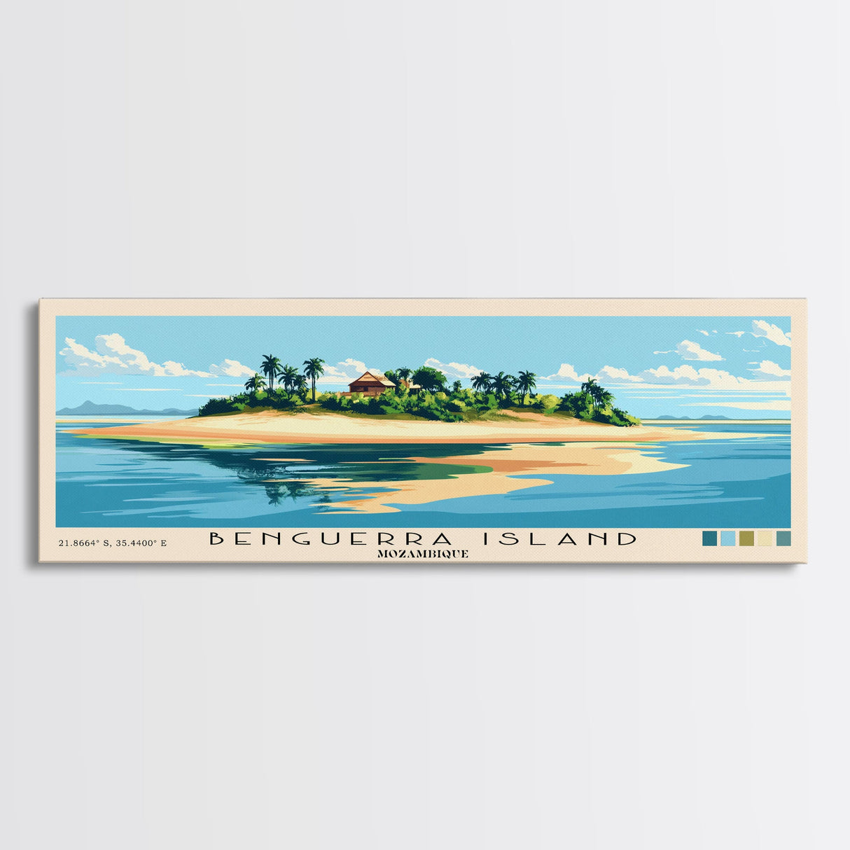 Benguerra Island, Mozambique Panoramic Print, Vacation Gift, Mozambique Wall Art, Beach Painting, Beach Decor, Large Wall Art, Wood Frame Art