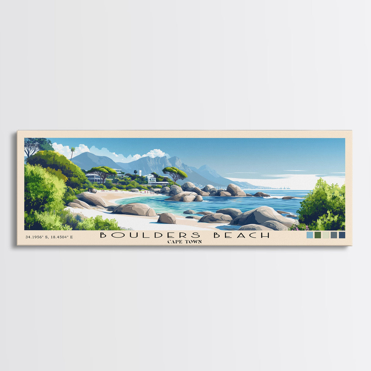 Boulders Beach, Cape Town Panoramic Print, Vacation Gift, Cape Town Wall Art, Vacation Wall Art, Vacatation Memories, Beach Decor, Beach Or Lakehouse Art