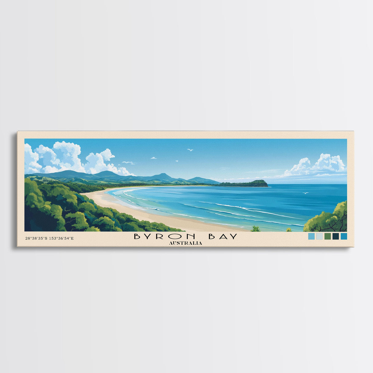 Byron Bay, Australia Panoramic Print, Vacation Gift, Australia Wall Art, Vacation Wall Art, Vacatation Memories, Beach Decor, Beach Or Lakehouse Art