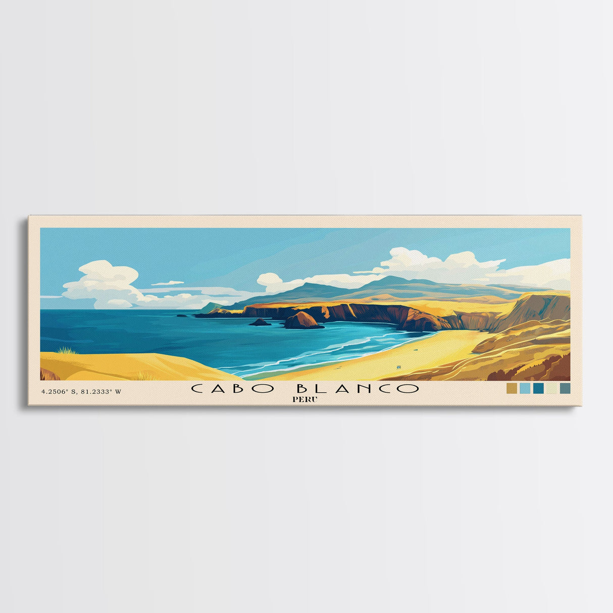 Cabo Blanco, Peru Panoramic Print, Vacation Gift, Peru Wall Art, Vacation Wall Art, Vacatation Memories, Beach Decor, Beach Or Lakehouse Art