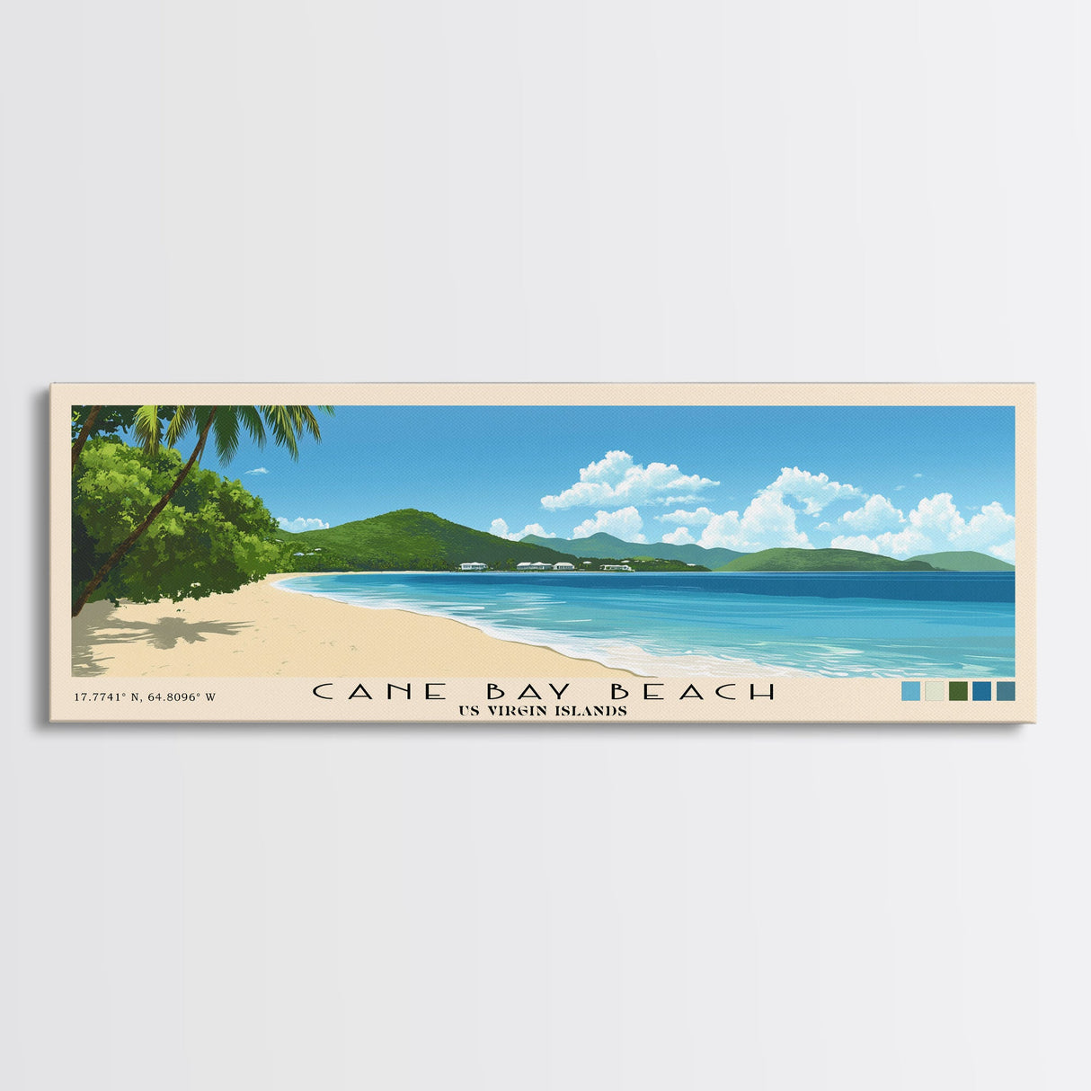 Cane Bay Beach, US Virgin islands Panoramic Print, Vacation Gift, US Virgin islands Wall Art, Vacation Wall Art, Vacatation Memories, Beach Decor, Beach Or Lakehouse Art