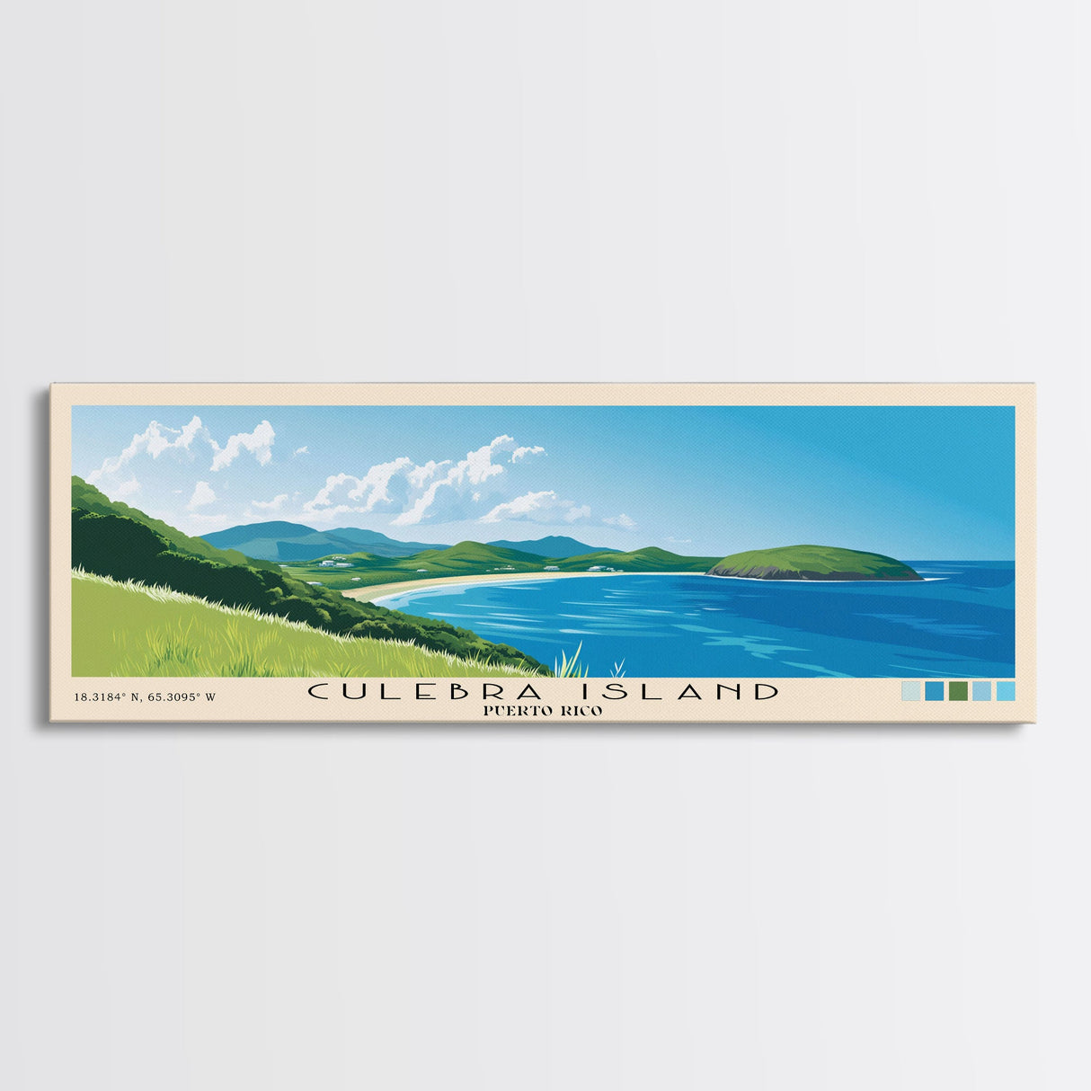 Culebra Island, Puerto Rico Panoramic Print, Vacation Gift, Puerto Rico Wall Art, Vacation Wall Art, Vacatation Memories, Beach Decor, Beach Or Lakehouse Art