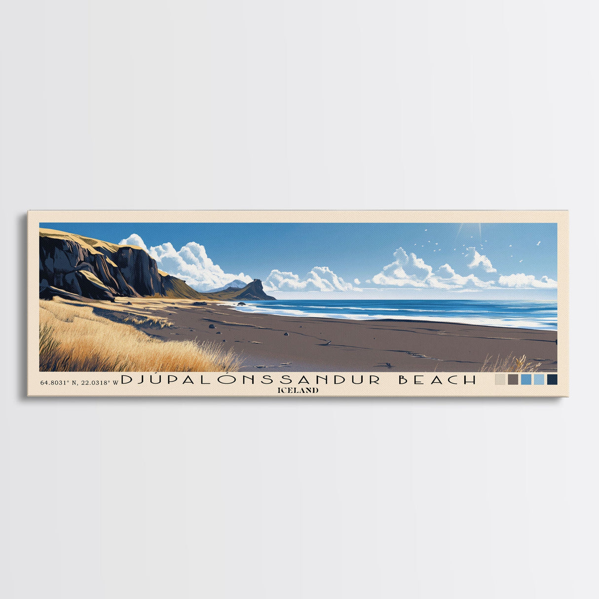 Djúpalónssandur Beach, Iceland Panoramic Print, Vacation Gift, Iceland Wall Art, Vacation Wall Art, Vacatation Memories, Beach Decor, Beach Or Lakehouse Art