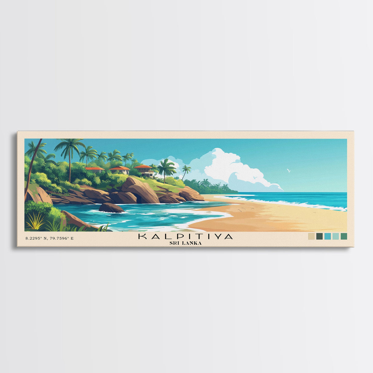 Kalpitiya, Sri Lanka Panoramic Print, Vacation Gift, Sri Lanka Wall Art, Beach Painting, Beach Decor, Beach Or Lakehouse Art