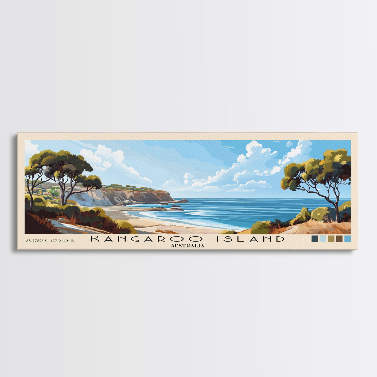 Kangaroo Island, Australia Panoramic Print, Vacation Gift, Australia Wall Art, Beach Painting, Beach Decor, Large Wall Art, Wood Frame Art