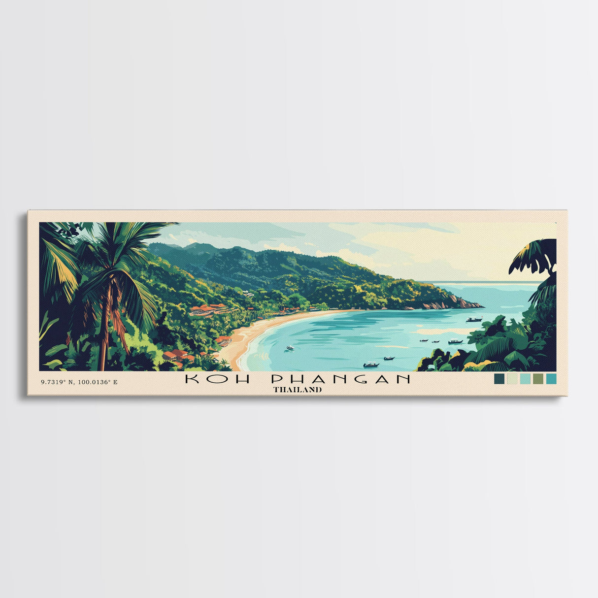 Koh Phangan, Thailand Panoramic Print, Vacation Gift, Thailand Wall Art, Vacation Wall Art, Vacatation Memories, Beach Decor, Beach Or Lakehouse Art