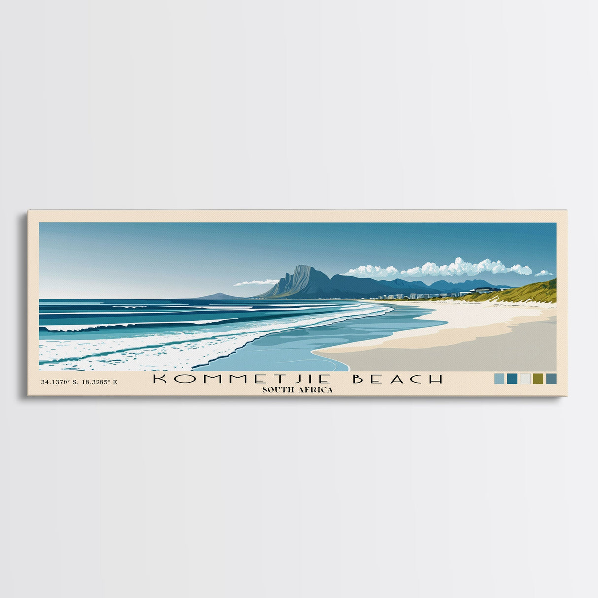 Kommetjie Beach, South Africa Panoramic Beach Print, Vacation Gift, South Africa Wall Art, Framed Canvas Print, Framed Beach Painting