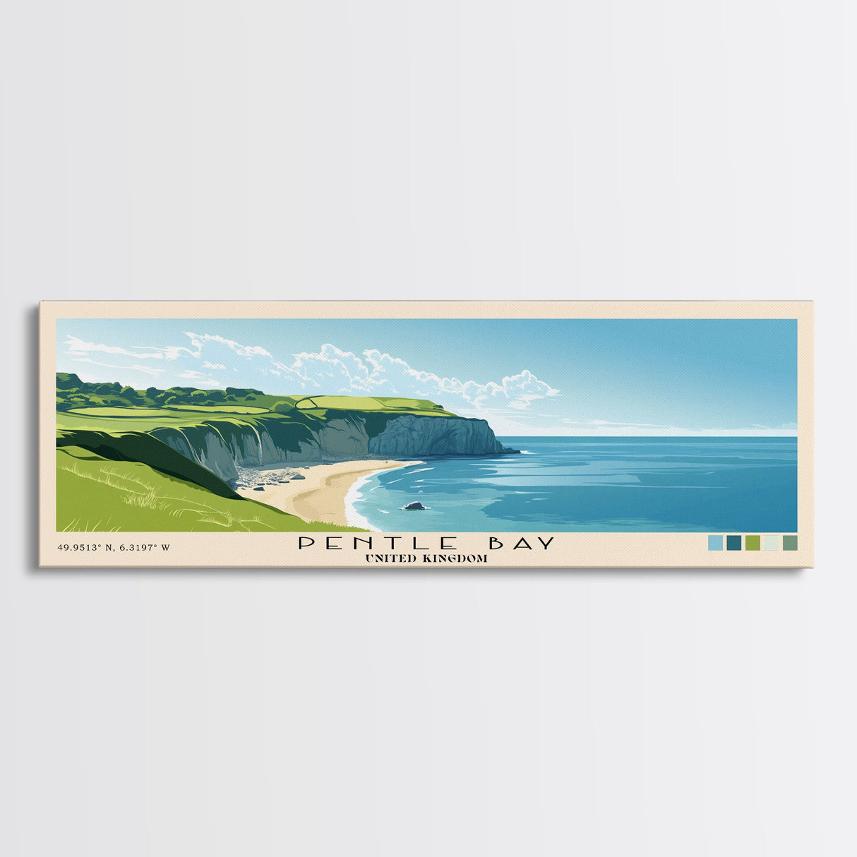 Pentle Bay, United Kingdom Panoramic Print, Vacation Gift, United Kingdom Wall Art, Vacation Wall Art, Vacatation Memories, Beach Decor, Beach Or Lakehouse Art