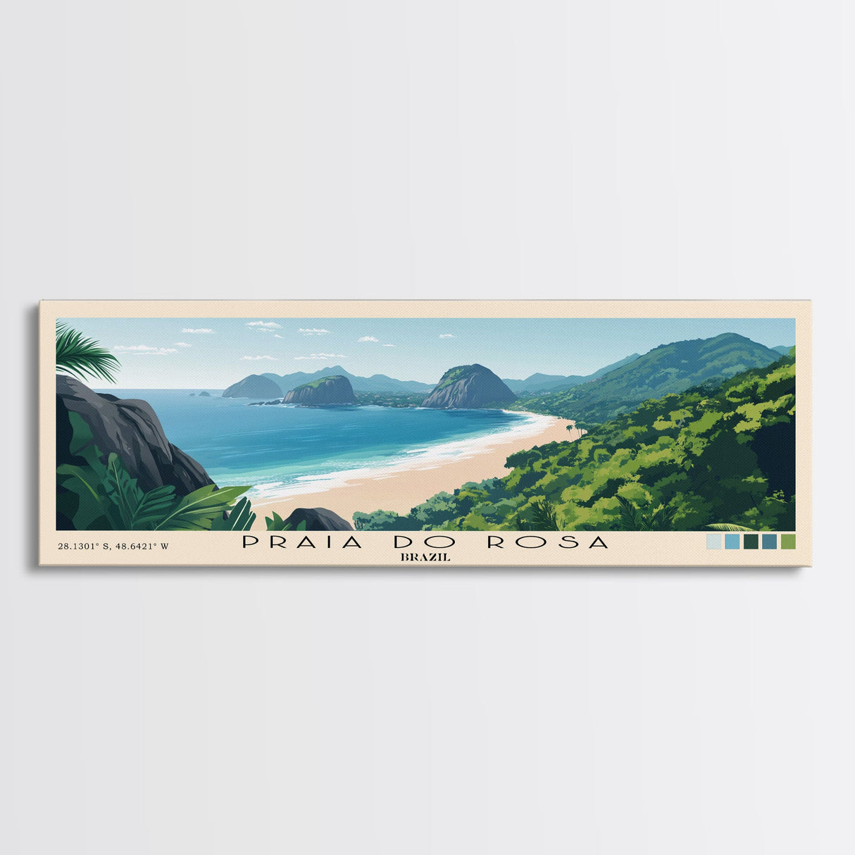 Praia do Rosa, Brazil Panoramic Print, Vacation Gift, Brazil Wall Art, Beach Painting, Beach Decor, Beach Or Lakehouse Art