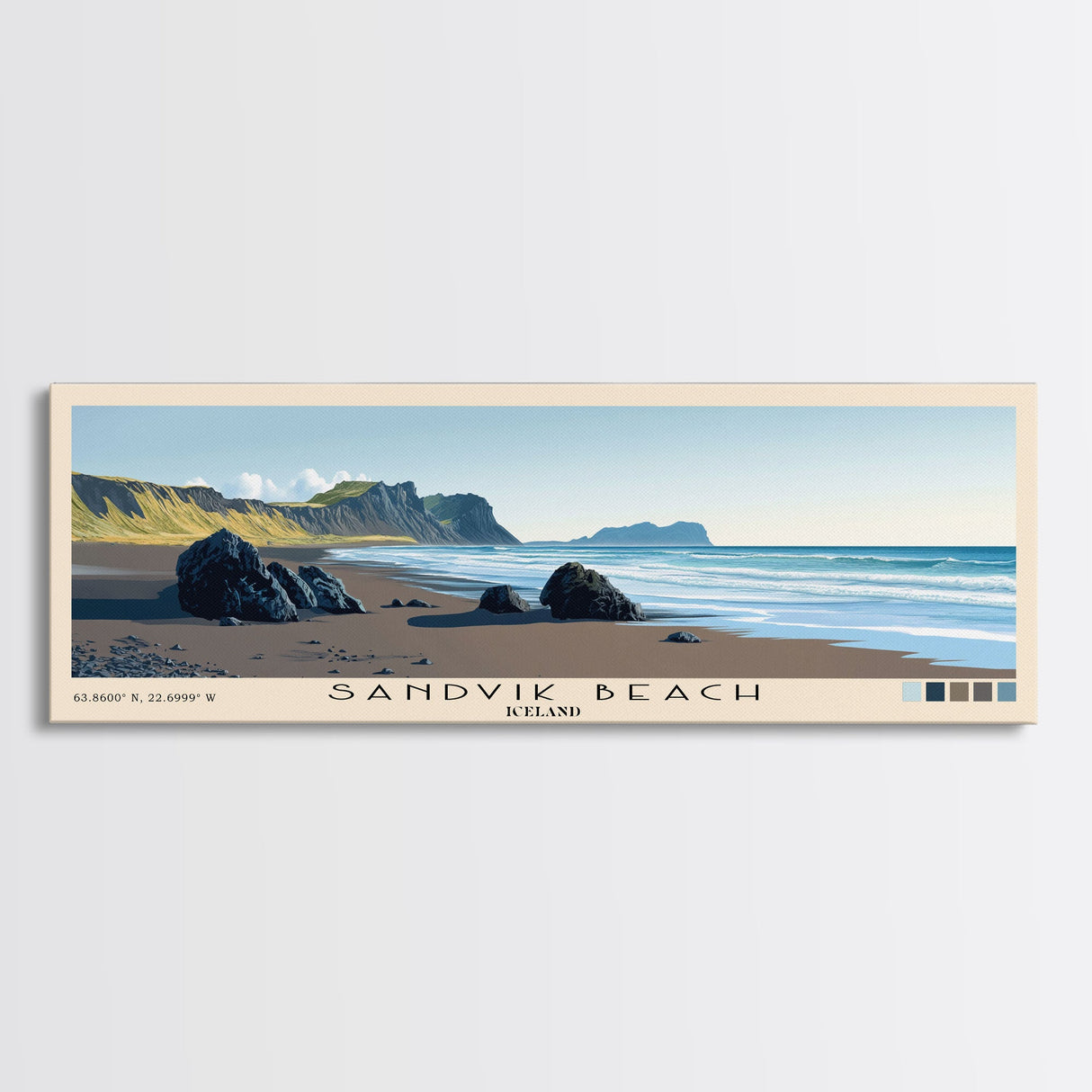 Sandvik Beach, Iceland Panoramic Print, Vacation Gift, Iceland Wall Art, Vacation Wall Art, Vacatation Memories, Beach Decor, Beach Or Lakehouse Art