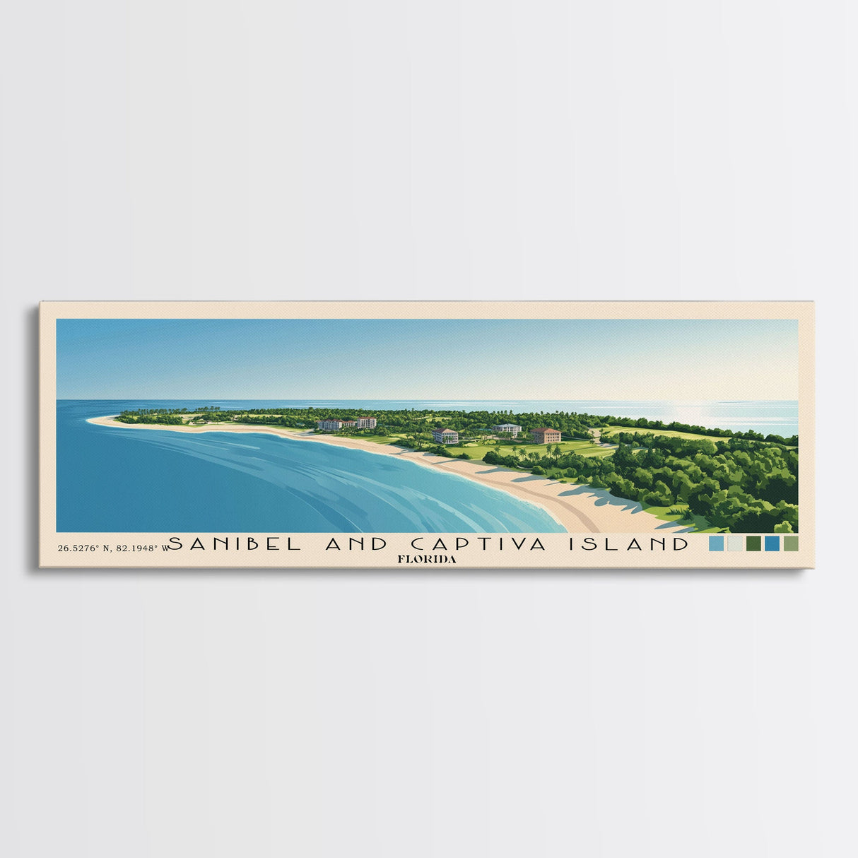 Sanibel and Captiva Island, Florida Panoramic Print, Vacation Gift, Florida Wall Art, Vacation Wall Art, Vacatation Memories, Beach Decor, Beach Or Lakehouse Art
