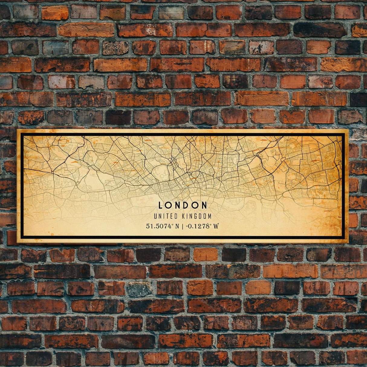 Panoramic London UK map print poster or framed canvas, London map print canvas, London city map print poster canvas, Vintage Travel Art