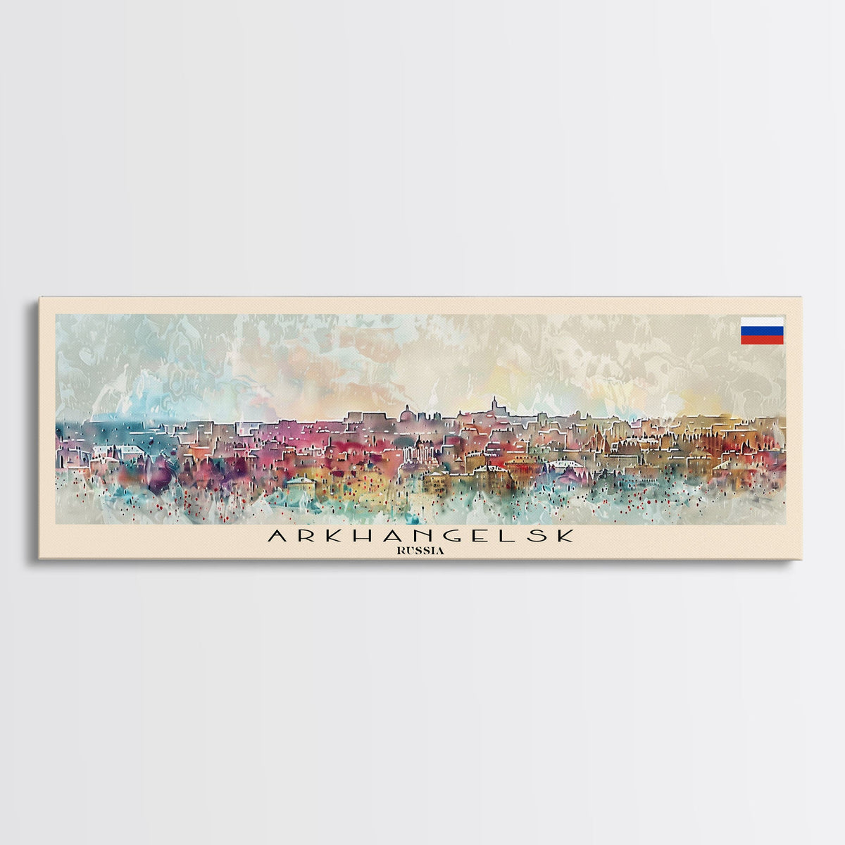 Arkhangelsk Russia Panoramic Travel Poster, Framed Canvas Print or Metal Wall Art, Travel Art, Home Decor, Panoramic Painting, Midcentury Art