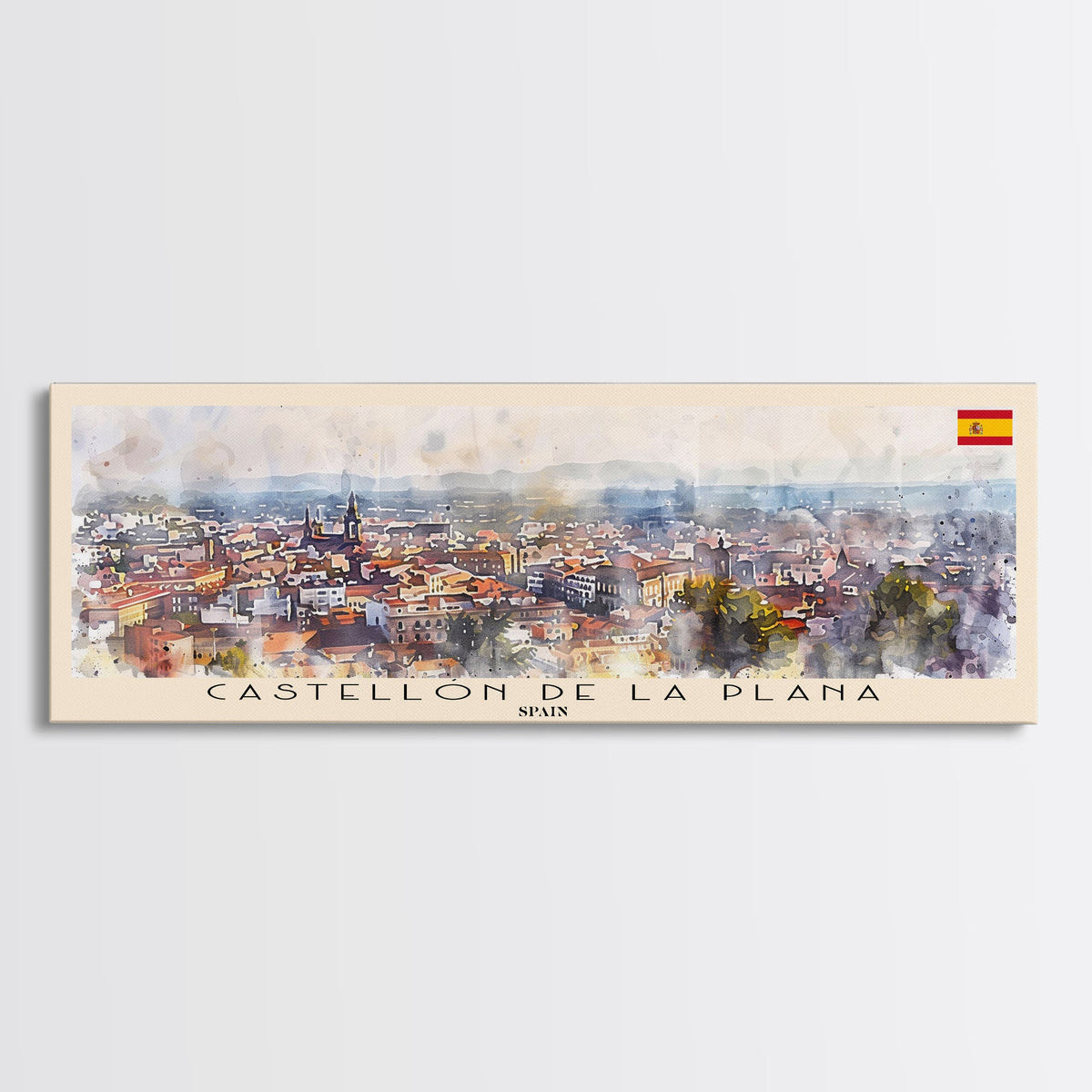 Castellon de la Plana Spain Wall Art, Panoramic Travel Poster, Panoramic Framed Canvas Print, City Wall Art, Wall Hanging Home Decor, Travel Art