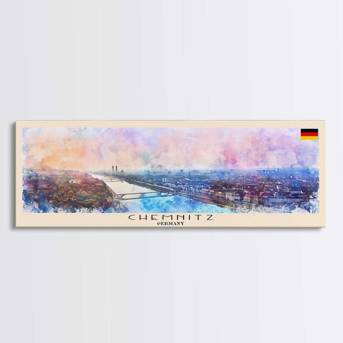 Chemnitz Germany Wall Art, Panoramic Travel Poster, Panoramic Framed Canvas Print, City Wall Art, Wall Hanging Home Decor, Travel Art