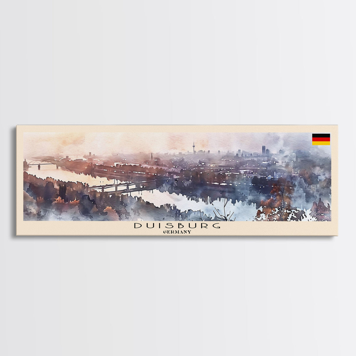 Duisburg Germany Wall Art, Panoramic Travel Poster, Panoramic Framed Canvas Print, City Wall Art, Wall Hanging Home Decor, Travel Art