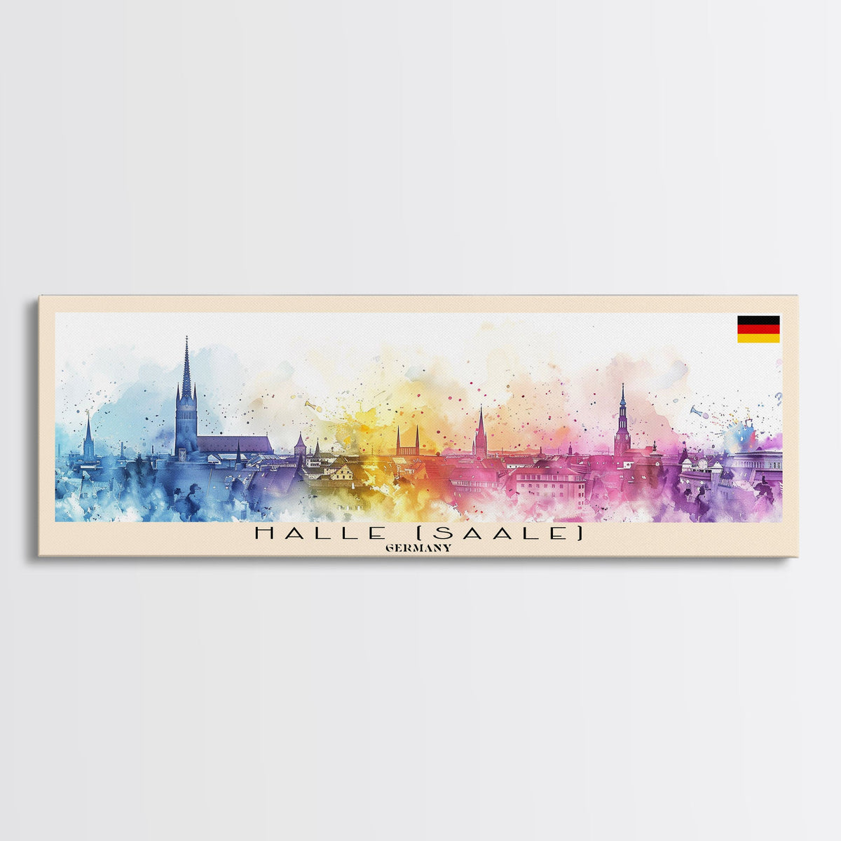 Halle Saale Germany Wall Art, Panoramic Travel Poster, Panoramic Framed Canvas Print, City Wall Art, Wall Hanging Home Decor, Travel Art