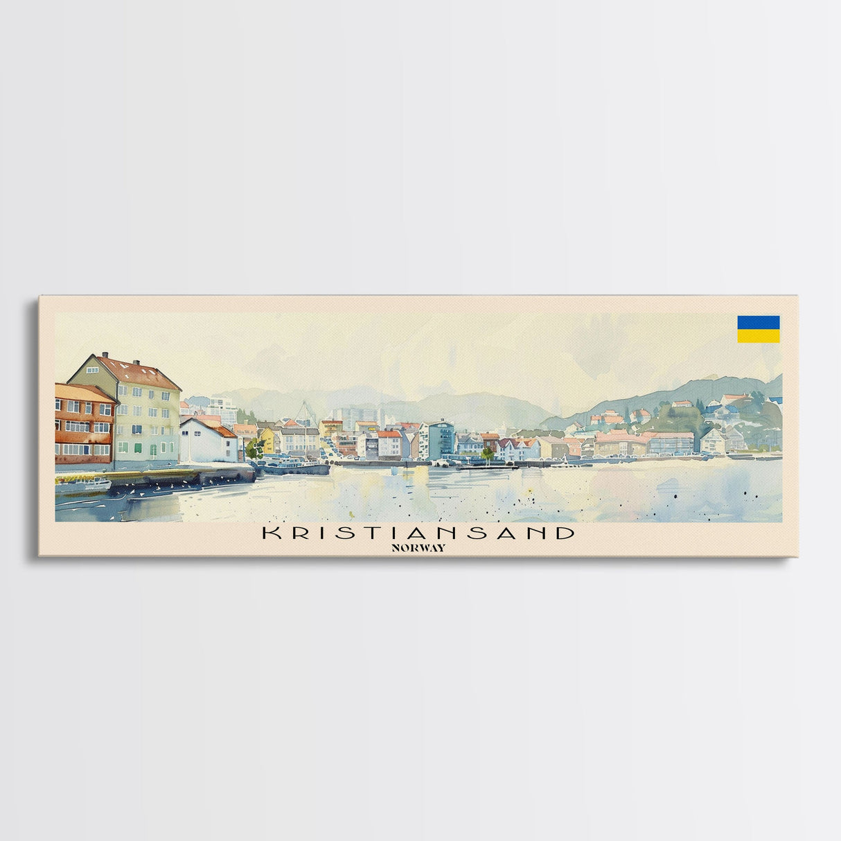 Kristiansand Norway Wall Art, Panoramic Travel Poster, Panoramic Framed Canvas Print, City Wall Art, Wall Hanging Home Decor, Travel Art