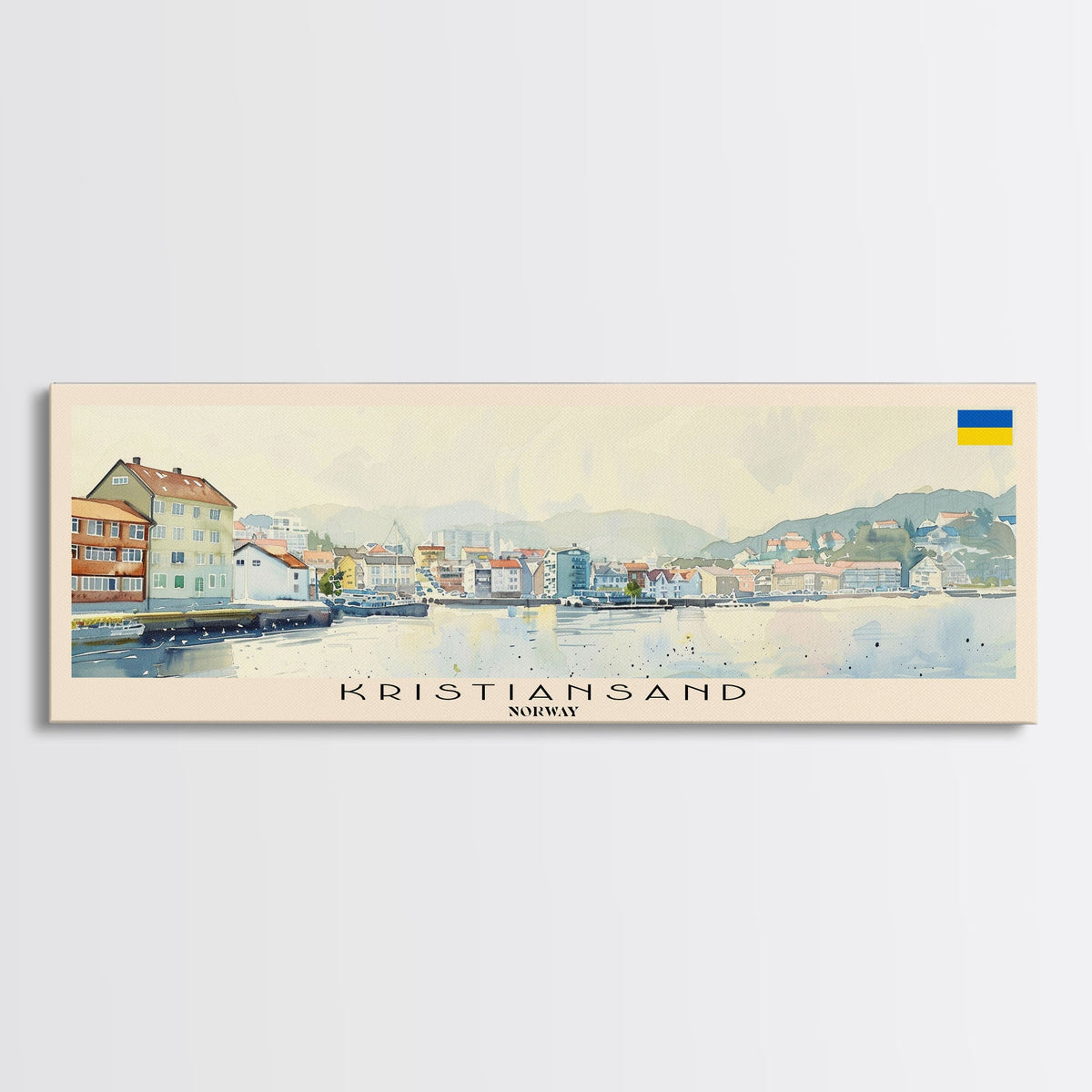 Kristiansand Norway Wall Art, Panoramic Travel Poster, Panoramic Framed Canvas Print, City Wall Art, Wall Hanging Home Decor, Travel Art