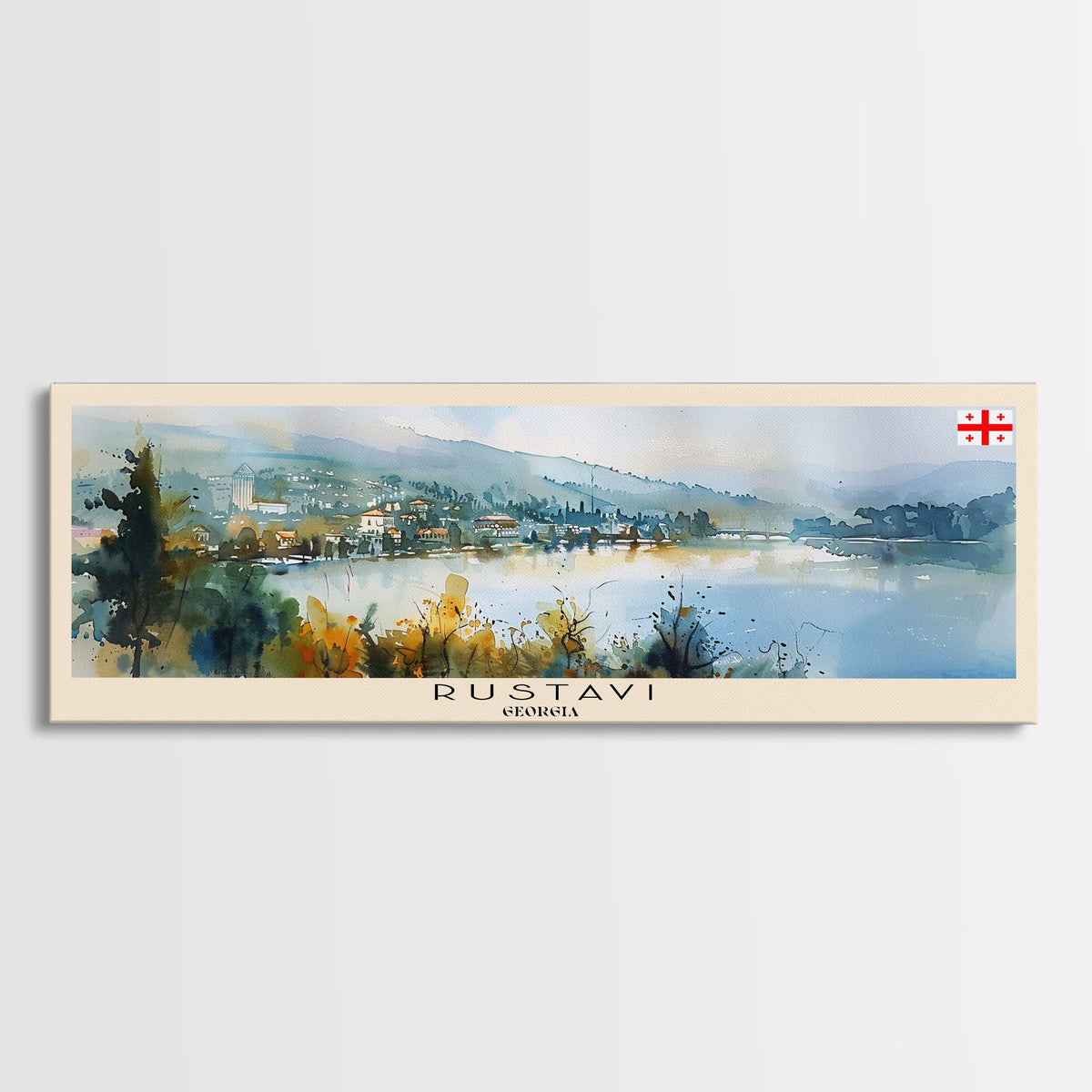 Rustavi Georgia Travel Art, City Art, Framed Canvas Print or Metal Wall Art, Europe Travel Poster, Panoramic Wall Art, Extra Wide Wall Art