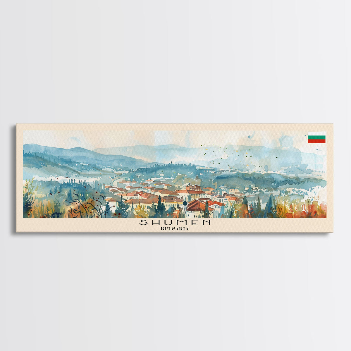 Shumen Bulgaria Travel Art, City Art, Framed Canvas Print or Metal Wall Art, Europe Travel Poster, Panoramic Wall Art, Extra Wide Wall Art