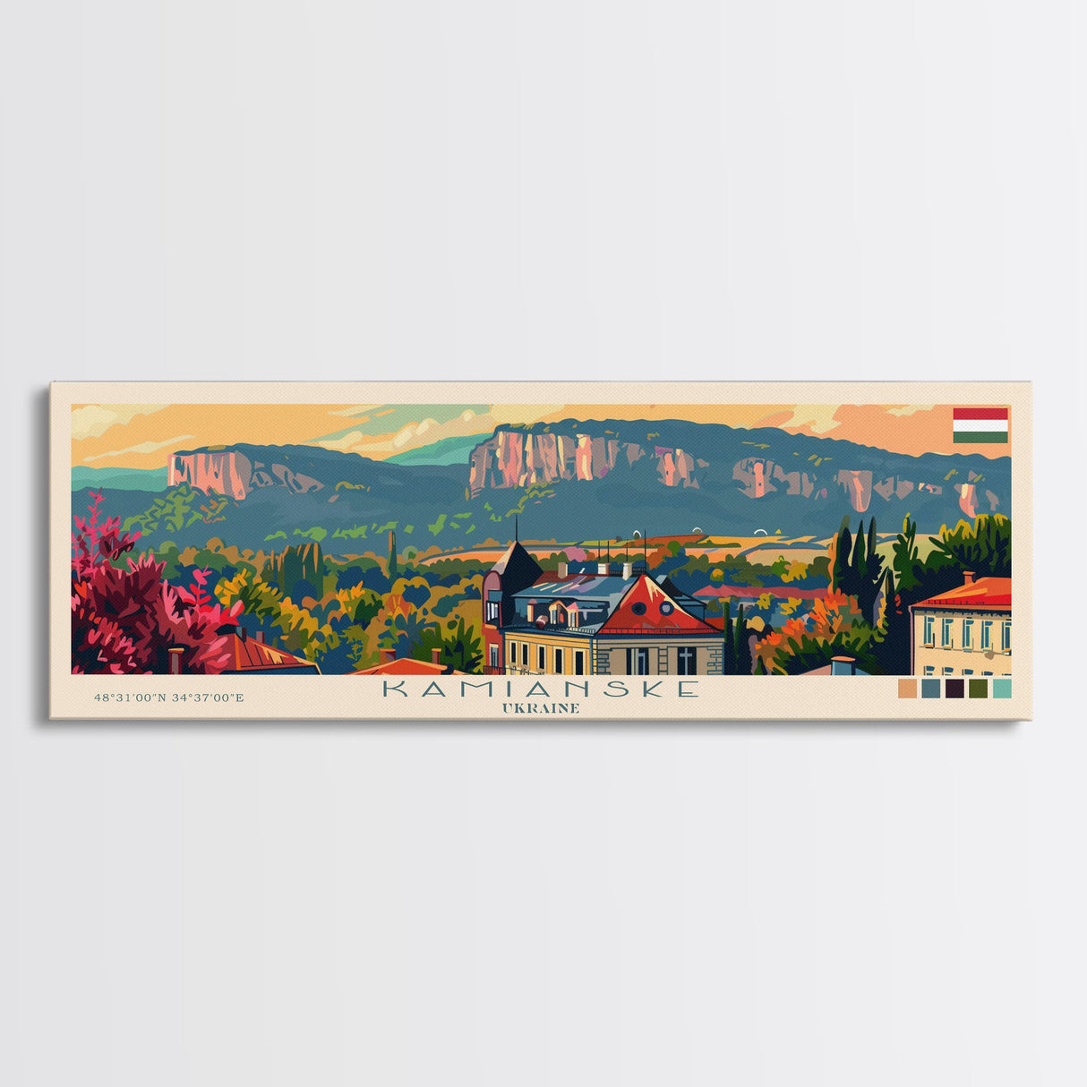 Kamianske Ukraine Wall Art, Panoramic Travel Poster, Panoramic Framed Canvas Print, City Wall Art, Wall Hanging Home Decor, Travel Art