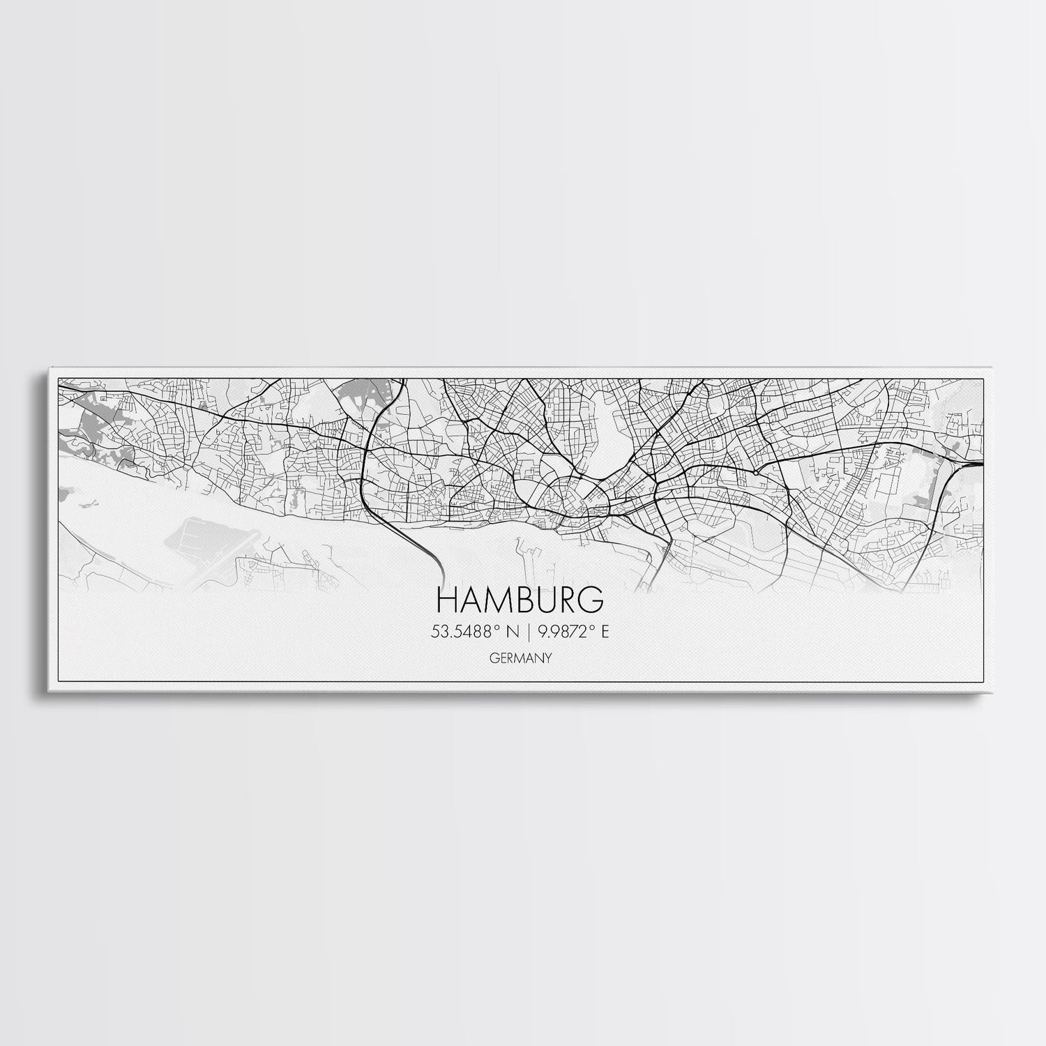 Panoramic Hamburg City Map, Germany Art, Map Print, Minimalist Wall Art, Canvas Art, Housewarming Gift, Street Map Art, Closing Gift
