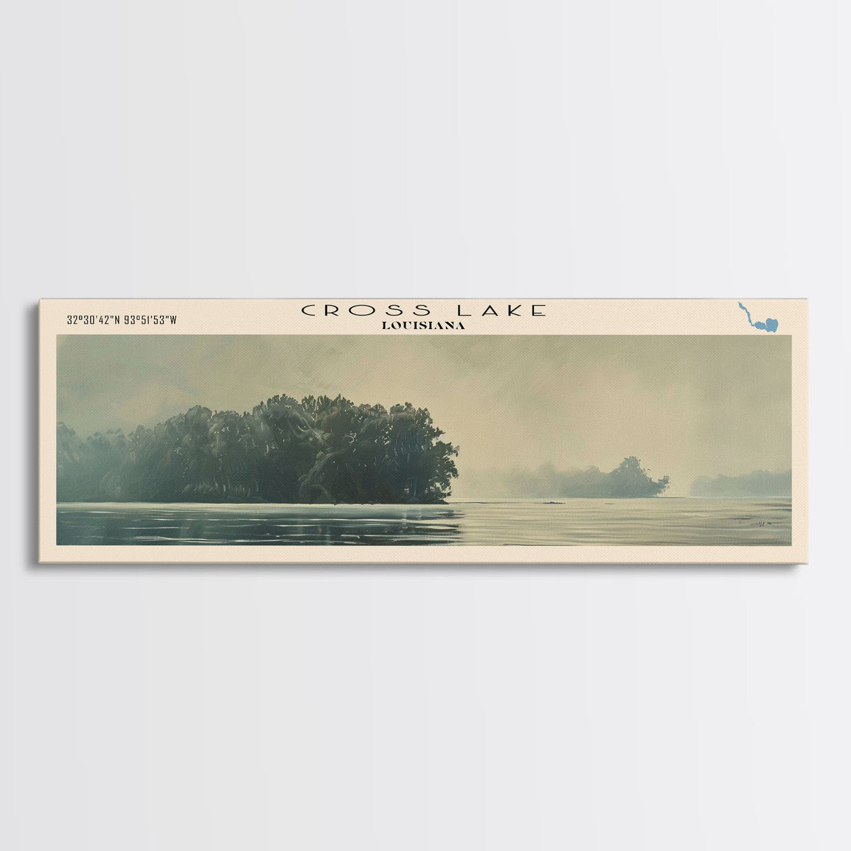 Crooked Lake Michigan Framed Canvas Print, Lake House Art, Panoramic Wall Art, Travel Poster, Minimalist Lake Painting, Home Decor