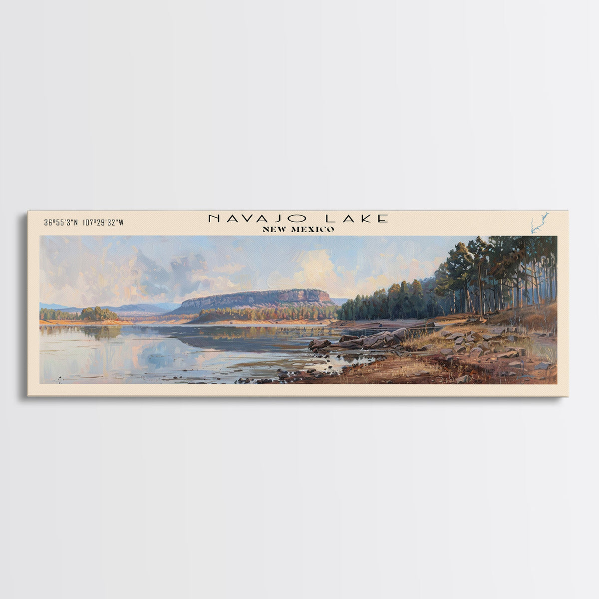 Odell Lake Oregon Framed Canvas Print, Lake House Decor, Panoramic Wall Art, Travel Poster, Landscape Painting, Modern Art