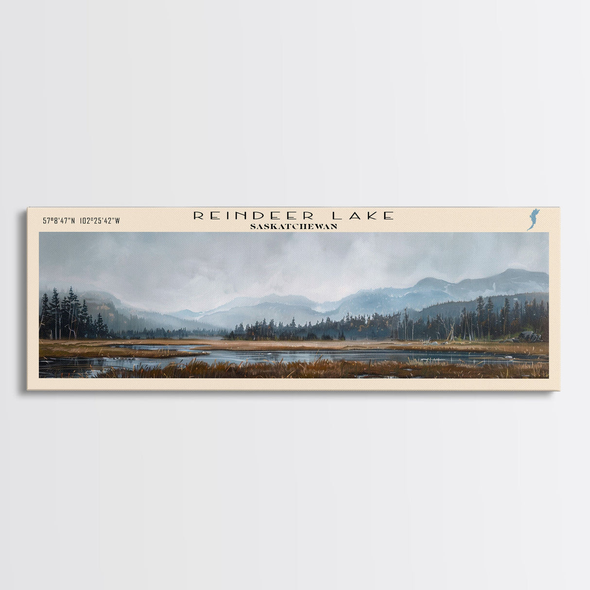 Sebago Lake Framed Canvas Print, Lake House Decor, Panoramic Wall Art, Travel Poster, Scenic Lake Scene, Living Room Decor