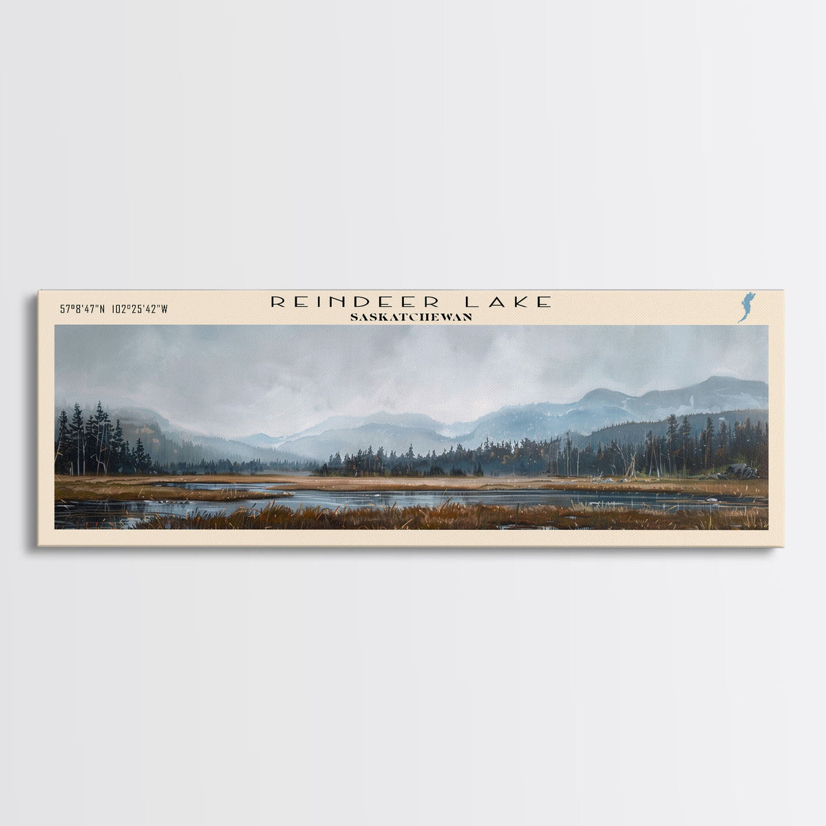 Sebago Lake Framed Canvas Print, Lake House Decor, Panoramic Wall Art, Travel Poster, Scenic Lake Scene, Living Room Decor