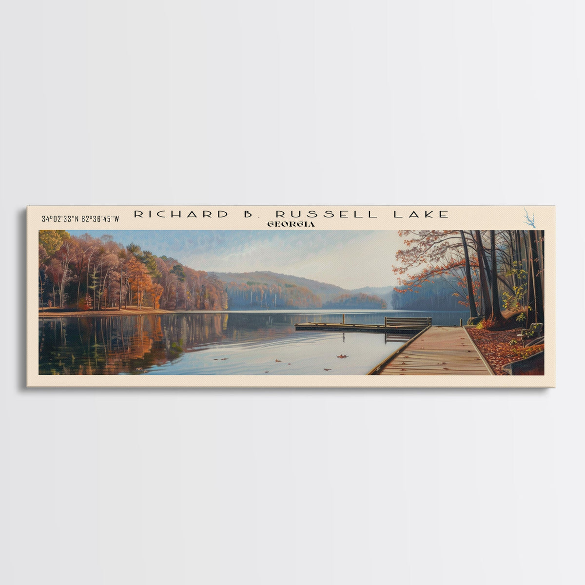 Sechrist Lake Indiana Framed Canvas Print, Lake House Decor, Panoramic Wall Art, Travel Poster, Serene Lake Painting, Bedroom Decor