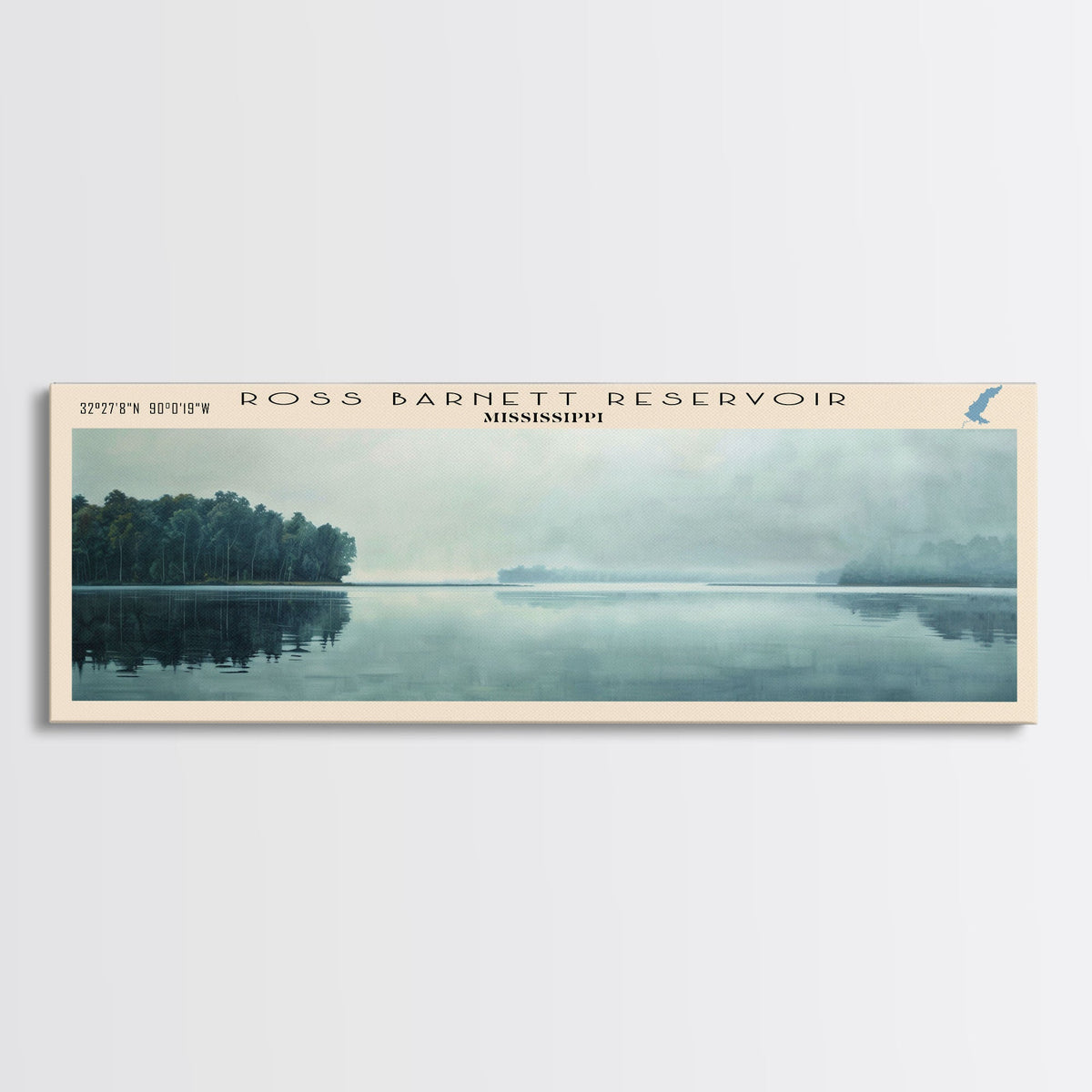 Sevier Lake Utah Panoramic Framed Canvas Print, Lake House Decor, Wall Art, Travel Poster, Tranquil Landscape, Modern Art