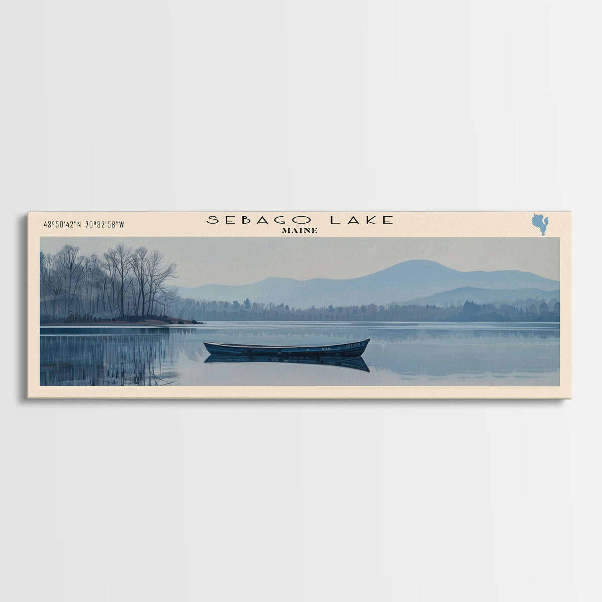 Smith Mountain Lake Virginia Panoramic Framed Canvas Print, Lake House Decor, Wall Art, Travel Poster, Beautiful Lake Scene, Modern Art