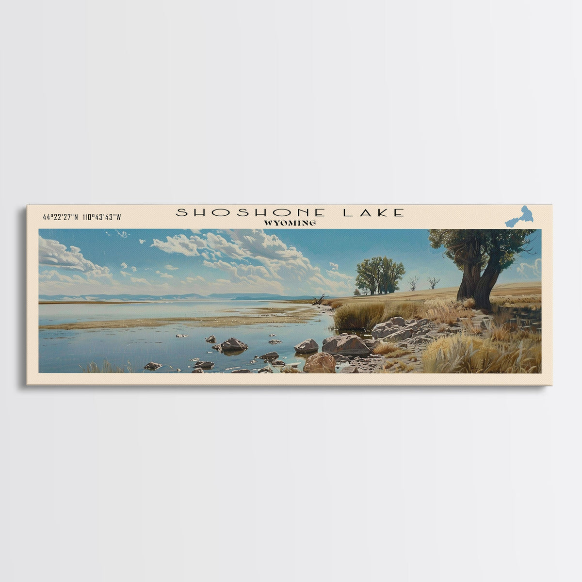 Spooner Lake Nevada Panoramic Framed Canvas Print, Lake House Decor, Wall Art, Travel Poster, Serene Lake Painting, Modern Art