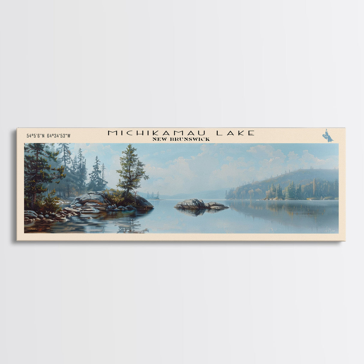 Strawberry Lake Oregon Panoramic Framed Canvas Print, Lake House Decor, Wall Art, Travel Poster, Tranquil Lake Scene, Living Room Decor